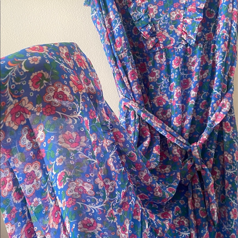 BODEN Elise SheerLuxe Floral Blue Sleeveless Dress size 12 - Picture 6 of 16